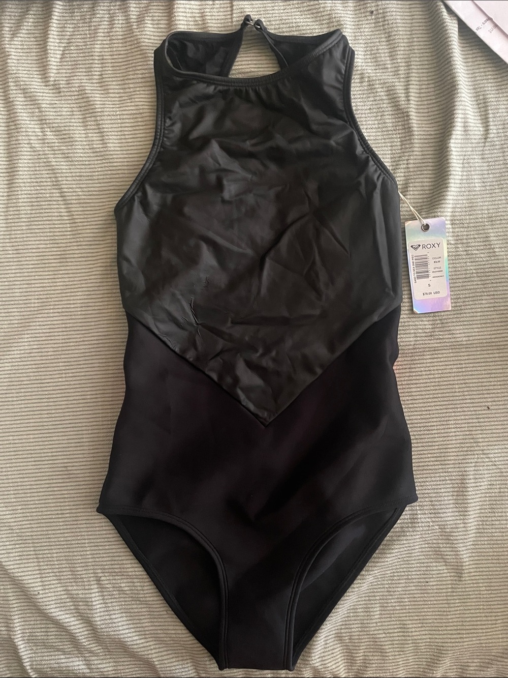 Roxy Black High-Neck One-Piece Bodysuit
